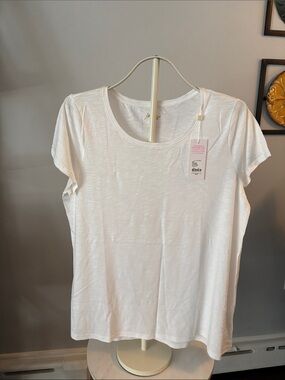 Lilly Pulitzer Resort White Etta Scoop Neck Tee  XL NWT